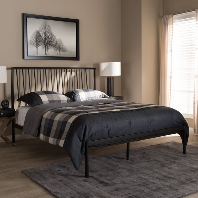 Baxton Studio Sabine Black Bronze Metal Queen Platform Bed The