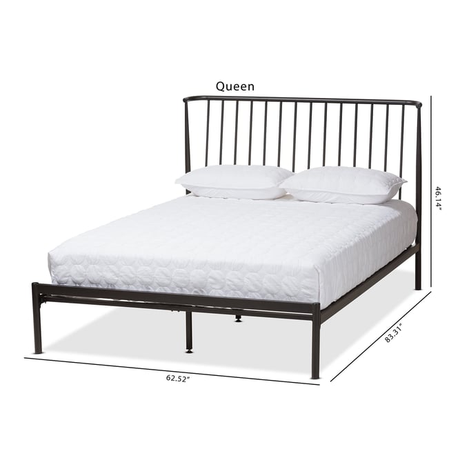 Baxton Studio Sabine Black Bronze Metal Queen Platform Bed The