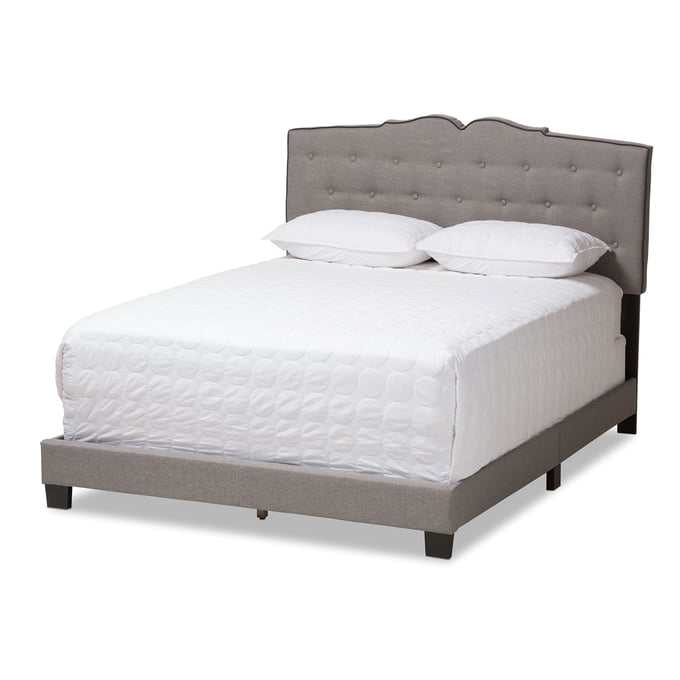 Baxton Studio Vivienne Light Grey Fabric Upholstered Queen Bed BAX-CF8747-P-LIGHT-GREY-QUEEN