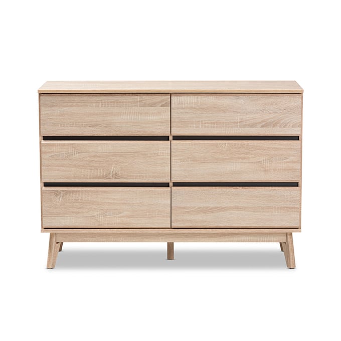 Baxton Studio Miren Modern Oak Brown 6 Drawers Dresser BAX-SECOD5015-HANA-OK-6DW-DR