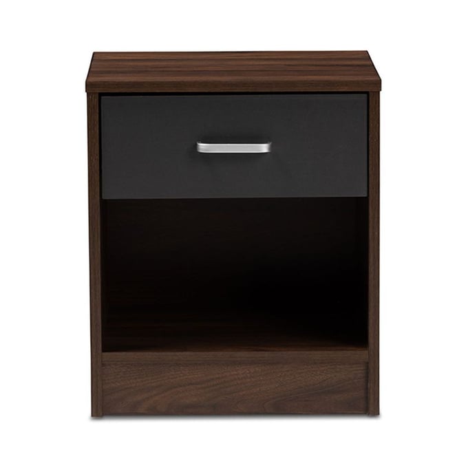 Baxton Studio Hansel Walnut Brown 1 Drawer Night Stand BAX-SENT009-COLMB-BR-DGY-NS