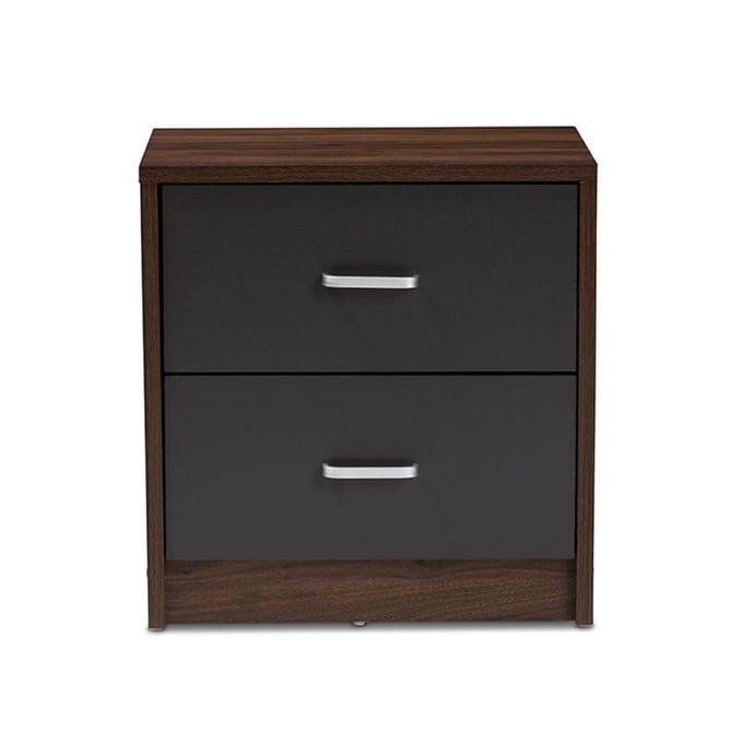 Baxton Studio Hansel Walnut Brown 2 Drawers Night Stand BAX-SENT014-COLMB-BR-DGY-NS