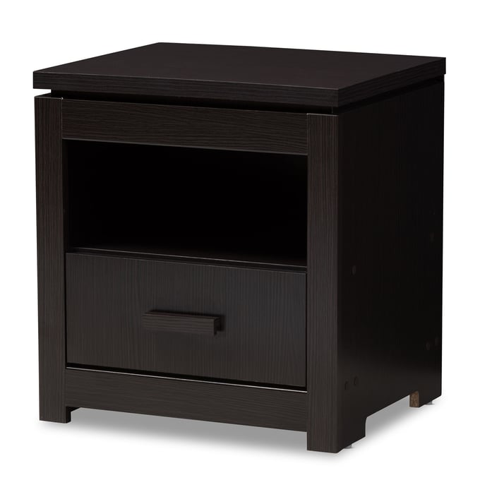 Baxton Studio Bienna Dark Brown 1 Drawer Night Stand BAX-MH12201-WENGE-NS