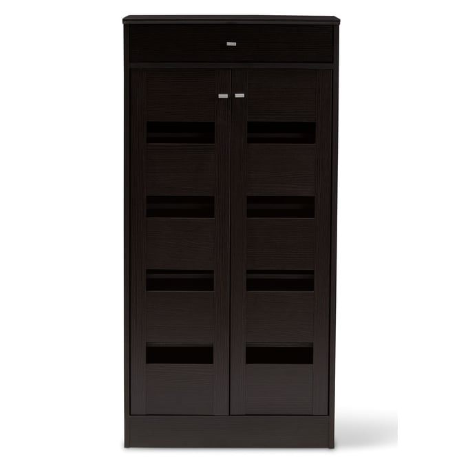 Marine Wenge Finished 2 Door Wood Entryway Shoe Storage Cabinet Brown - Baxton Studio