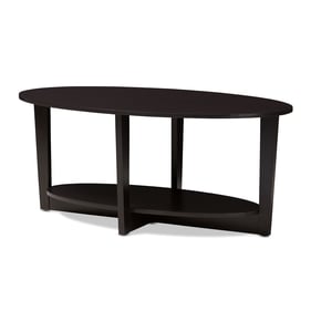 Baxton Studio Jacintha Dark Brown Wood Oval Coffee Table