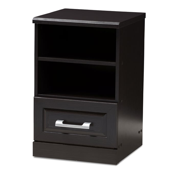 Baxton Studio Odelia Wenge Dark Brown 2 Shelves Night Stand The