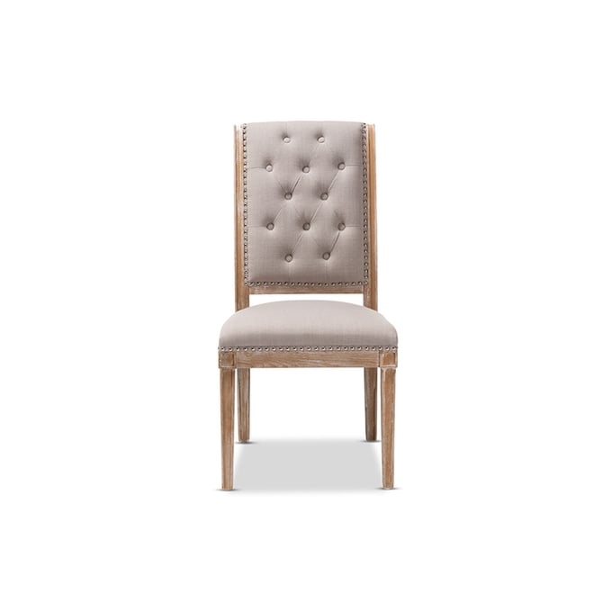 Baxton Studio Charmant Beige Fabric Upholstered Dining Chair BAX-TSF-7711-BEIGE-DC