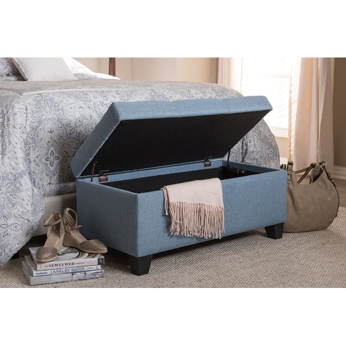 Baxton Studio Michaela Light Blue Fabric Upholstered Storage