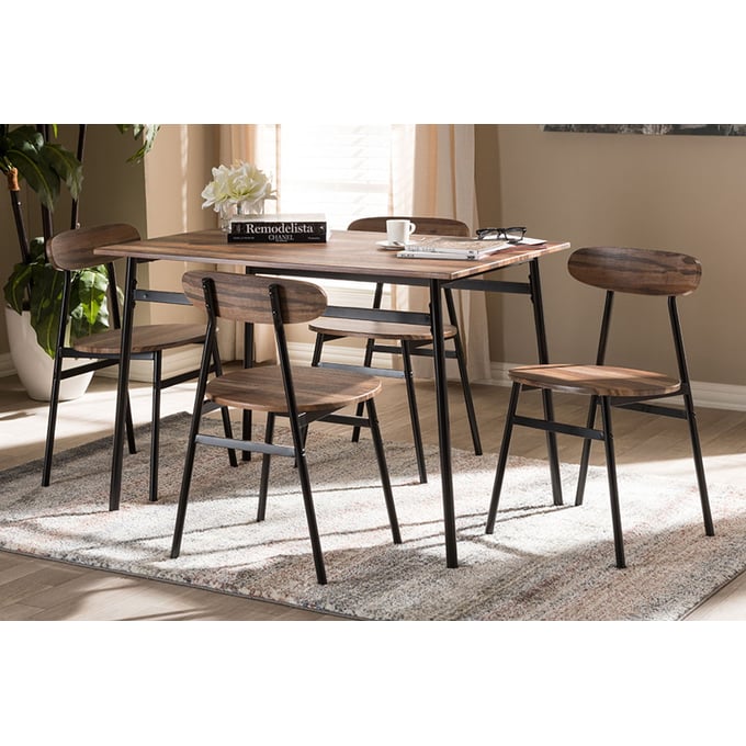 Baxton Studio Darcia Brown Wood 5pc Dining Set The Classy Home