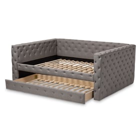 Baxton Studio Anabella Grey Fabric Upholstered Queen Daybed with Trundle