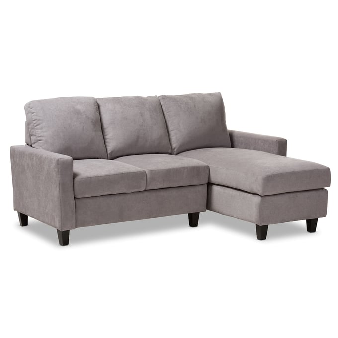 Baxton Studio Greyson Light Grey Fabric Upholstered Reversible Sectional Sofa BAX-R9002-LIGHT-GREY-REV-SF