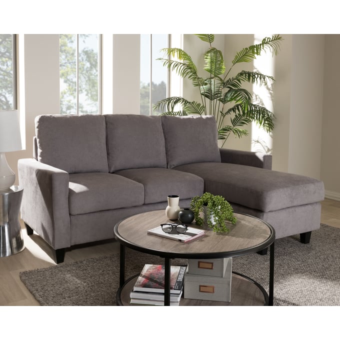 Baxton Studio Greyson Light Grey Fabric Upholstered Reversible