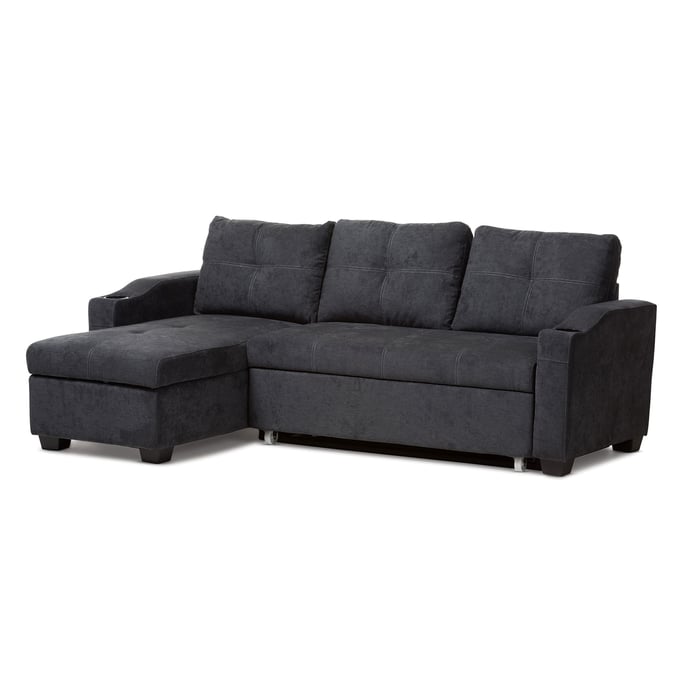 Baxton Studio Lianna Dark Grey Fabric Upholstered Sectional Sofa BAX-R8068-DARK-GREY-REV-SF