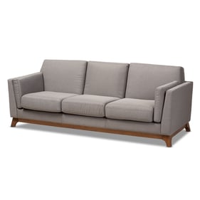 Baxton Studio Sava Grey Fabric Upholstered 3 Seater Sofa