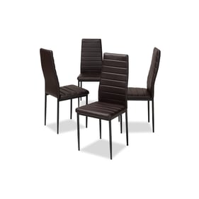 4 Baxton Studio Armand Dark Brown Faux Leather Upholstered Dining Chairs