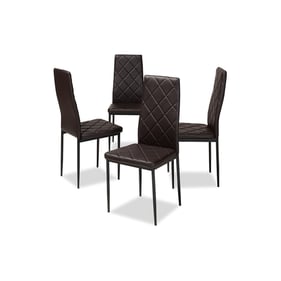 4 Baxton Studio Blaise Dark Brown Faux Leather Upholstered Dining Chairs