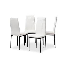 4 Baxton Studio Matiese White Faux Leather Upholstered Dining Chairs