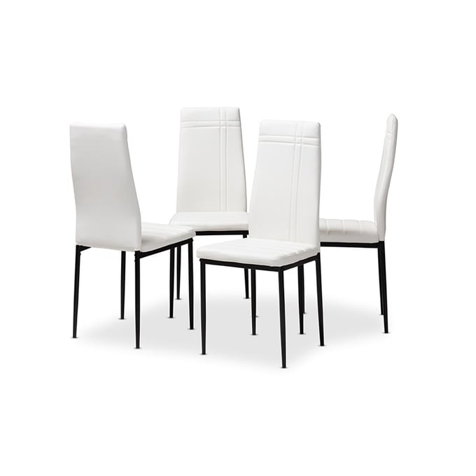 4 Baxton Studio Matiese White Faux Leather Upholstered Dining Chairs BAX-112157-6-WHITE