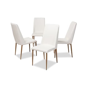 4 Baxton Studio Chandelle White Faux Leather Upholstered Dining Chairs