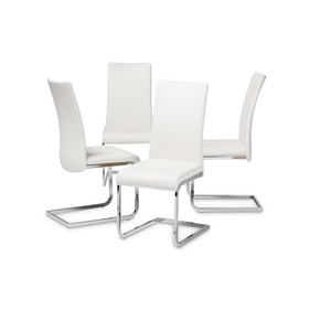 4 Baxton Studio Cyprien White Faux Leather Upholstered Dining Chairs