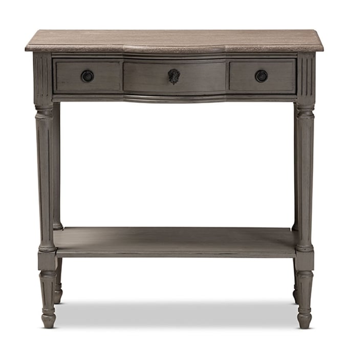 Baxton Studio Noelle Gray Wood 1 Drawer Console Table BAX-AGE11-CONSOLE