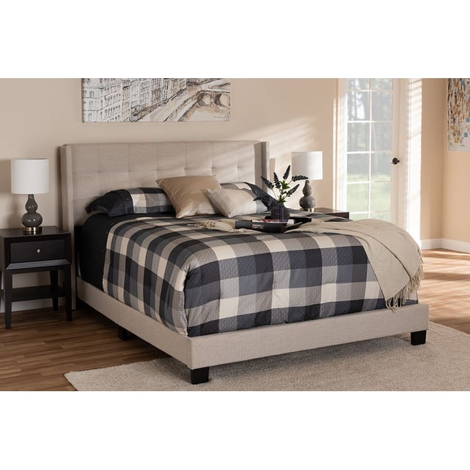 Baxton Studio Lisette Beige Fabric Upholstered Full Bed The