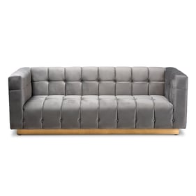 Baxton Studio Loreto Grey Velvet Upholstered Tufted Sofa