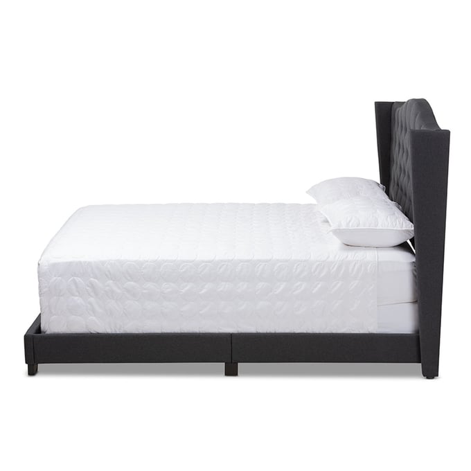 Baxton Studio Alesha Charcoal Grey Fabric Upholstered King Bed