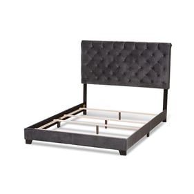 Baxton Studio Candace Dark Grey Velvet Upholstered King Bed