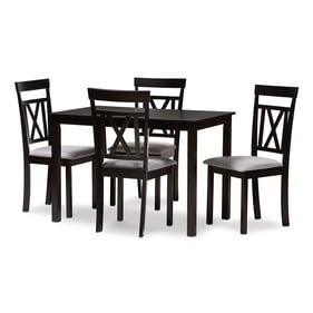 Baxton Studio Rosie Grey Fabric Espresso Brown Wood 5pc Dining Set