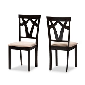 2 Baxton Studio Sylvia Sand Fabric Upholstered Dining Chairs