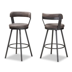 2 Baxton Studio Arcene Grey Fabric Swivel Bar Stools