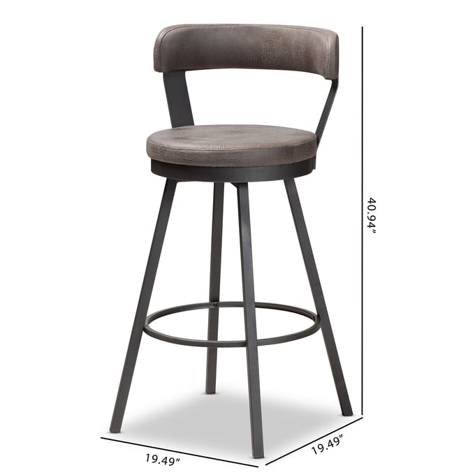 2 Baxton Studio Arcene Grey Fabric Swivel Bar Stools The Classy Home