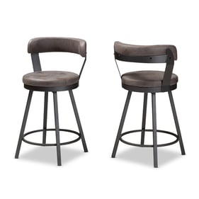 2 Baxton Studio Arcene Grey Fabric Swivel Counter Stools