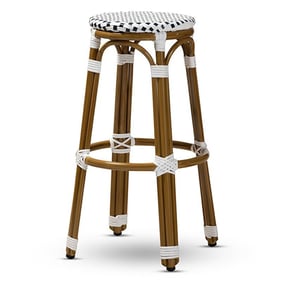 Baxton Studio Joelle Navy Indoor and Outdoor Stackable Bistro Bar Stool