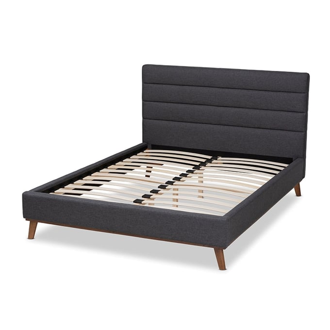 Baxton Studio Erlend Charcoal Fabric Upholstered Queen Platform Bed BAX-BBT6803-DARK-GREY-QUEEN