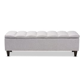 Baxton Studio Brette Grayish Beige Fabric Upholstered Storage Bench Ottoman