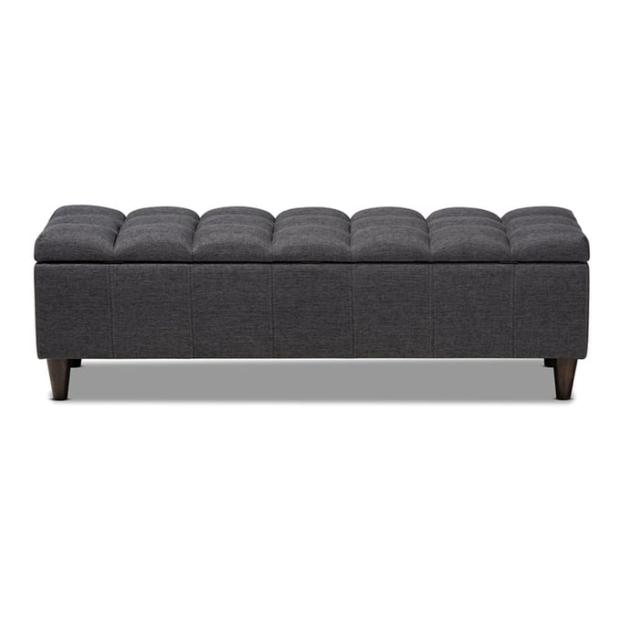 Baxton Studio Brette Charcoal Fabric Upholstered Storage Bench Ottoman BAX-BBT3162-DARK-GREY-OTTO