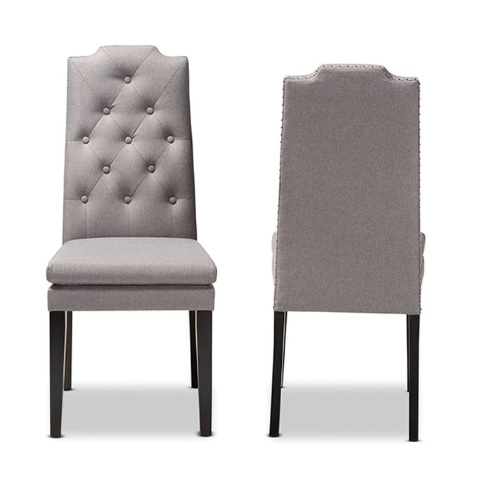 2 Baxton Studio Dylin Gray Fabric Upholstered Dining Chairs BAX-BBT5158-11-GREY-CC