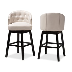 2 Baxton Studio Theron Light Beige Fabric Upholstered Swivel Bar Stools