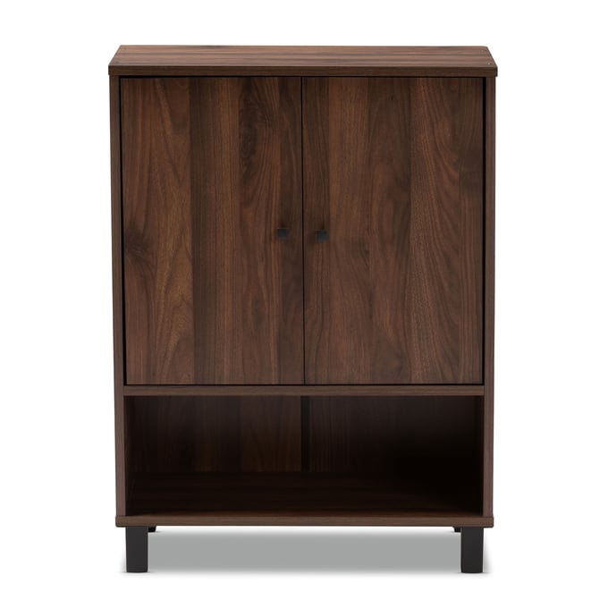 Baxton Studio Rossin Walnut Brown Shoe Storage Cabinet BAX-ATSC1613-COLMB-SHOECAB