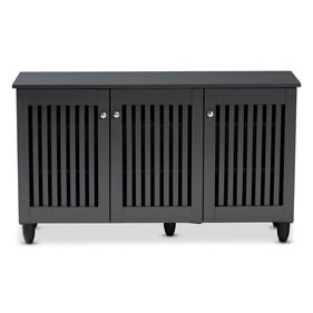 Baxton Studio Fernanda Dark Gray 3 Doors Entryway Shoe Storage Wide Cabinet