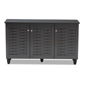 Baxton Studio Winda Dark Gray Wood 3 Doors Entryway Shoe Cabinet