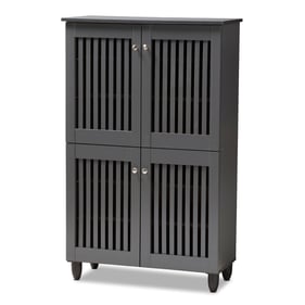 Baxton Studio Fernanda Dark Gray 4 Doors Shoe Storage Cabinet