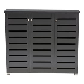 Baxton Studio Adalwin Dark Gray 3 Doors Entryway Shoe Storage Cabinet