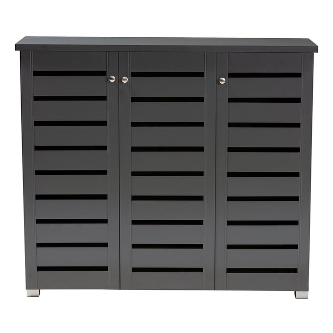 Baxton Studio Adalwin Dark Gray 3 Doors Entryway Shoe Storage