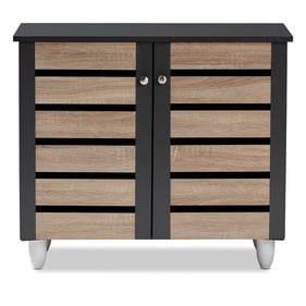 Baxton Studio Gisela Dark Gray Oak 2 Doors Shoe Cabinet