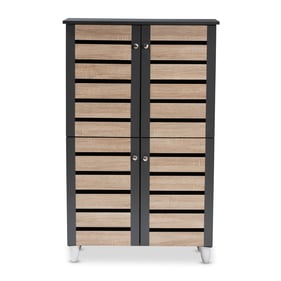 Baxton Studio Gisela Dark Gray Oak 4 Doors Shoe Storage Cabinet