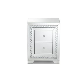 Baxton Studio Mina Silver Mirrored 2 Drawers End Table