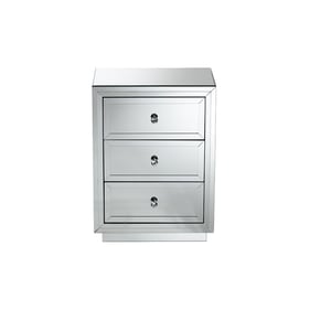 Baxton Studio Lina Silver Mirrored 3 Drawers End Table